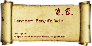 Mentzer Benjámin névjegykártya